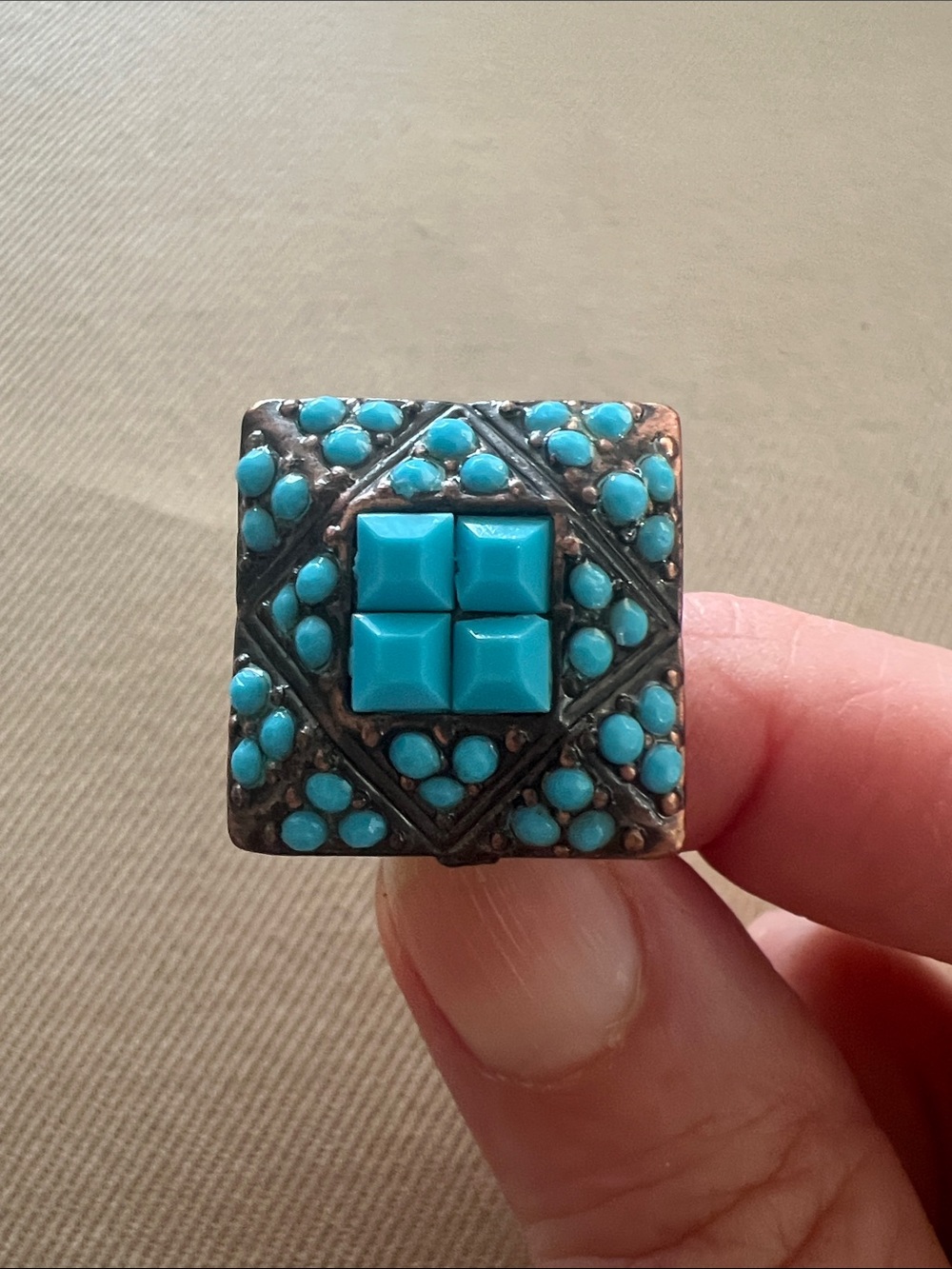 Turquoise Cluster Statement Ring - resizable